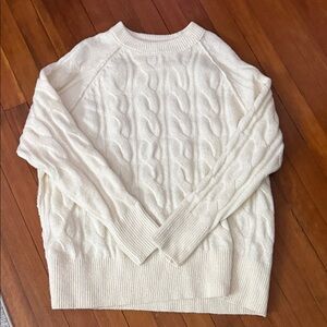 Aerie Cozy Cable Knit Oversized Sweater - Cream